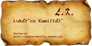 Lukács Kamilló névjegykártya